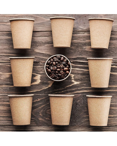50/100/200 vasos desechables café kraft 240 ml cartón biodegradables para llevar bebidas calientes y frías servilletas ecológicas y agitadores de madera tazas para café te leche infusiones 200 